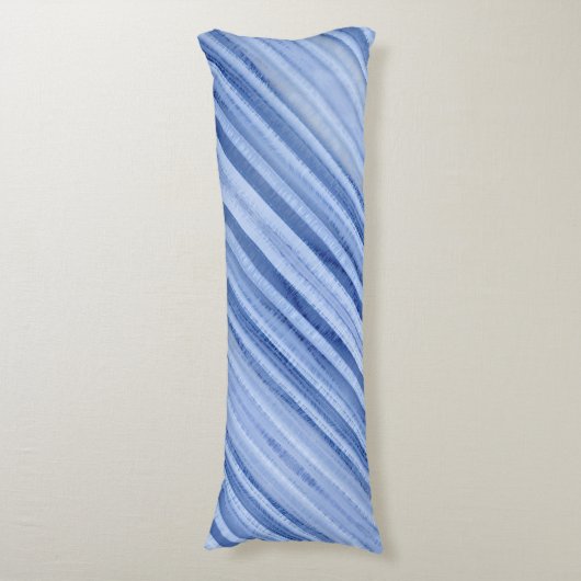 Blauw ijzig Bord gestreept Lichaamskussen (Voorkant Verticaal)
