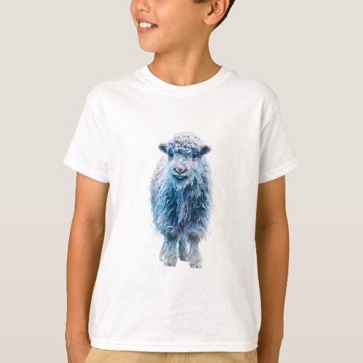Blauw Ijzig Wollig Lam Schattig Geit Schaap Kinder T-shirt (Voorkant)