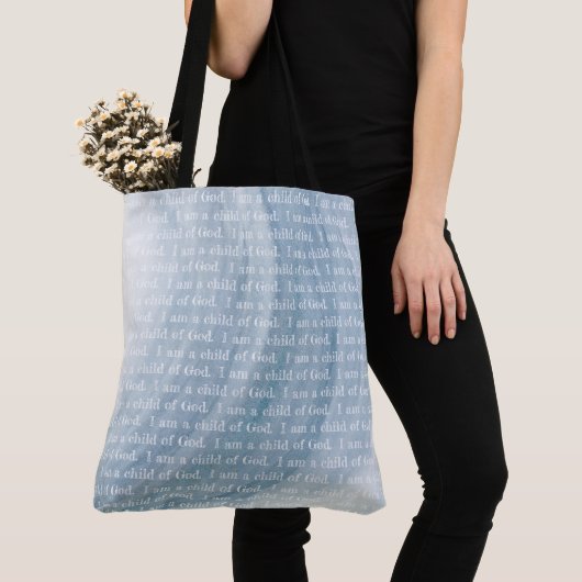 Blauw Ik ben een kind van Waterverf Tote Bag (Dichtbij)
