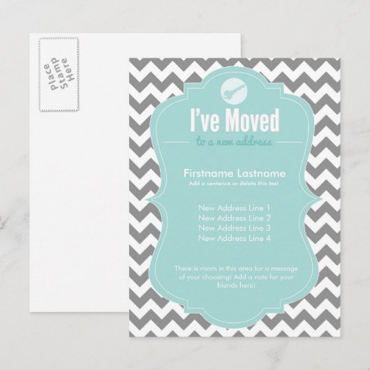 Blauw Ik heb Briefkaarten voor adreswijziging verp (Voorkant / Achterkant)