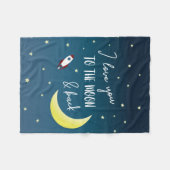 Blauw Ik hou van je naar de maan en terug naar de  Fleece Deken (Voorkant (Horizontaal))