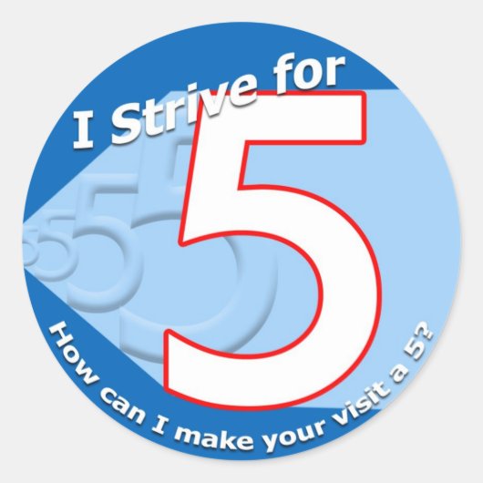 Blauw "Ik streef naar 5" Stickers (Voorkant)