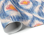 Blauw ikat pakpapier voor Feestdagen (Rol Hoek)