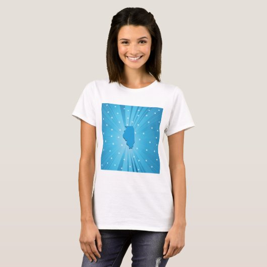 Blauw Illinois T-shirt voor dames (Voorkant volledig)