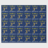 Blauw, imitatie Gold look "3rd BIRTHDAY" Cadeaupapier (Vlak)