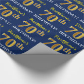 Blauw, imitatie Gold look "70th BIRTHDAY" Cadeaupapier (Hoek)