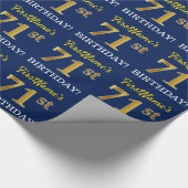 Blauw, imitatie Gold look "71st BIRTHDAY" Cadeaupapier (Hoek)