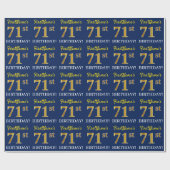 Blauw, imitatie Gold look "71st BIRTHDAY" Cadeaupapier (Vlak)