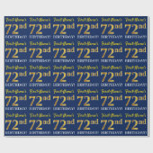 Blauw, imitatie Gold look "72e BIRTHDAY" Cadeaupapier (Vlak)
