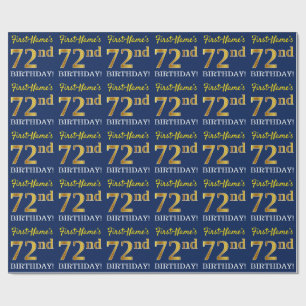 Blauw, imitatie Gold look "72e BIRTHDAY" Cadeaupapier