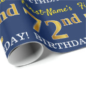Blauw, imitatie Gold look "72e BIRTHDAY" Cadeaupapier (Rol Hoek)