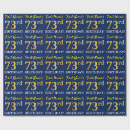 Blauw, imitatie Gold look "73e BIRTHDAY" Cadeaupapier