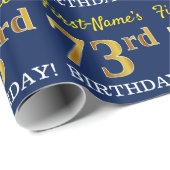 Blauw, imitatie Gold look "73e BIRTHDAY" Cadeaupapier (Rol Hoek)