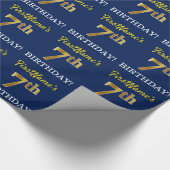 Blauw, imitatie Gold look "7e BIRTHDAY" Cadeaupapier (Hoek)