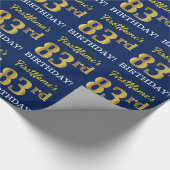 Blauw, imitatie Gold look "83e BIRTHDAY" Cadeaupapier (Hoek)