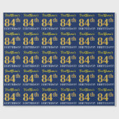Blauw, imitatie Gold look "84th BIRTHDAY" Cadeaupapier (Vlak)