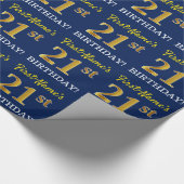 Blauw, Imitatie Goud Kijk "21e VERJAARDAG" Cadeaupapier (Hoek)
