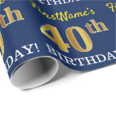 Blauw, Imitatie Goud Kijk "40e VERJAARDAG" Cadeaupapier (Rol Hoek)