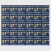 Blauw, Imitatie Goud Kijk "82e VERJAARDAG" Cadeaupapier (Vlak)