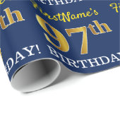 Blauw, Imitatie Goud Kijk "97e VERJAARDAG" Cadeaupapier (Rol Hoek)