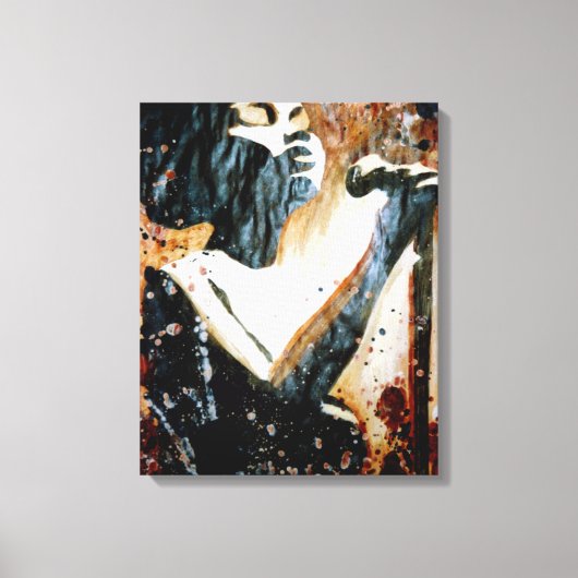 Blauw in Bruin op Uitgerekt Canvas Afdruk (Voorkant)