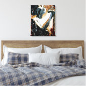 Blauw in Bruin op Uitgerekt Canvas Afdruk (Insitu (Slaapkamer))