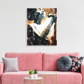 Blauw in Bruin op Uitgerekt Canvas Afdruk (Insitu (Woonkamer))