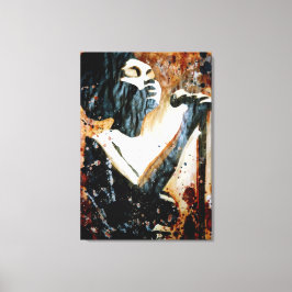 Blauw in Bruin op Uitgerekt Canvas Afdruk