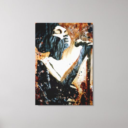 Blauw in Bruin op Uitgerekt Canvas Afdruk (Voorkant)