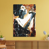 Blauw in Bruin op Uitgerekt Canvas Afdruk (Insitu (Woonkamer))