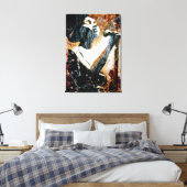 Blauw in Bruin op Uitgerekt Canvas Afdruk (Insitu (Slaapkamer))