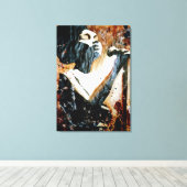 Blauw in Bruin op Uitgerekt Canvas Afdruk (Insitu (Houten vloer))