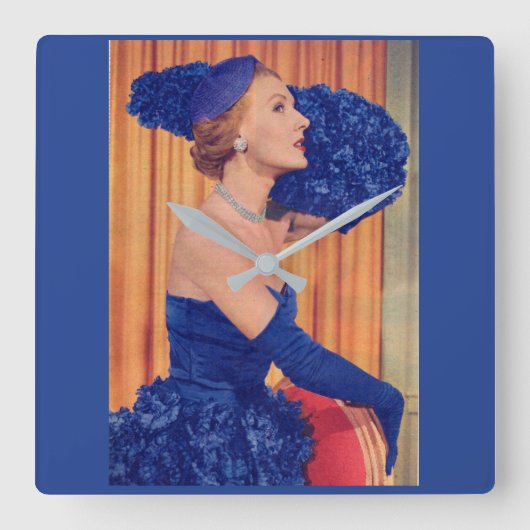 Blauw in de jaren vijftig vierkante klok (Voorkant)