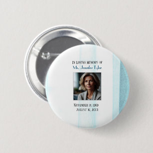 Blauw in liefdevolle herinnering begrafenismonumen ronde button 5,7 cm