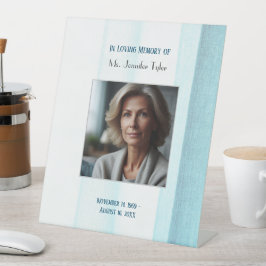 Blauw in liefdevolle herinnering Elegant begrafeni Reclamebord Met Voetstuk