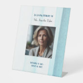 Blauw in liefdevolle herinnering Elegant begrafeni Reclamebord Met Voetstuk (Voorkant)