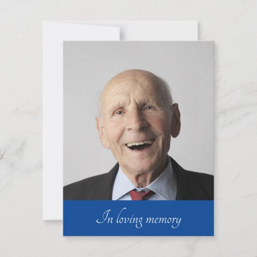Blauw in liefdevolle herinnering overleden aankond kaart (Voorkant)