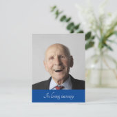 Blauw in liefdevolle herinnering overleden aankond kaart (Staand voorkant)