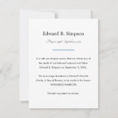 Blauw in liefdevolle herinnering overleden aankond kaart (Achterkant)