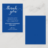 Blauw in plaats van liefdadigheidsdonatiebruiloft plaatskaartje (Voorkant / Achterkant)