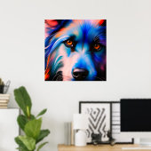 BLAUW IN RODE TERRIERDOG POSTER (Thuiskantoor)