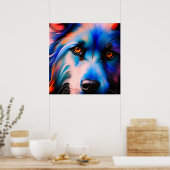 BLAUW IN RODE TERRIERDOG POSTER (Keuken)
