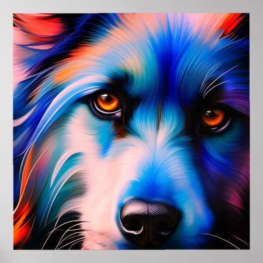 BLAUW IN RODE TERRIERDOG POSTER (Voorkant)