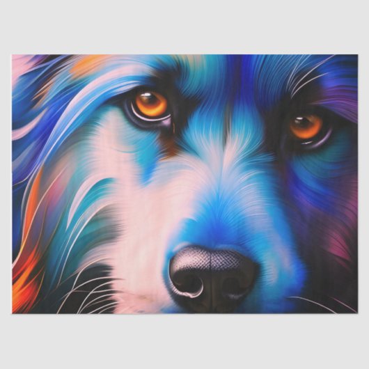 BLAUW IN RODE TERRIERDOG TISSUEPAPIER (Voorkant)