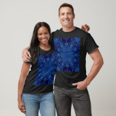 Blauw in Zwart Jasmijn Boheemse Abstracte Bloemen T-shirt (Unisex)