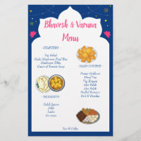 Blauw Indiaas ontwerpgrendel hindu bruiloft menu