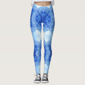 Blauw-Indiase design leggings yoga pant (Voorkant)
