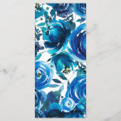 Blauw Indigo Bloemen Elegant Bruiloft Menu (Achterkant)