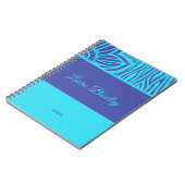 Blauw & Indigo Bloemen Zebra Linocut Naam & Jaar Notitieboek (Linkerzijde)