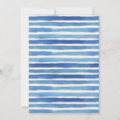 BLAUW INDIGO STRIPES PATROON BBT BAR MITZVAH INVIT BEDANKKAART (Achterkant)